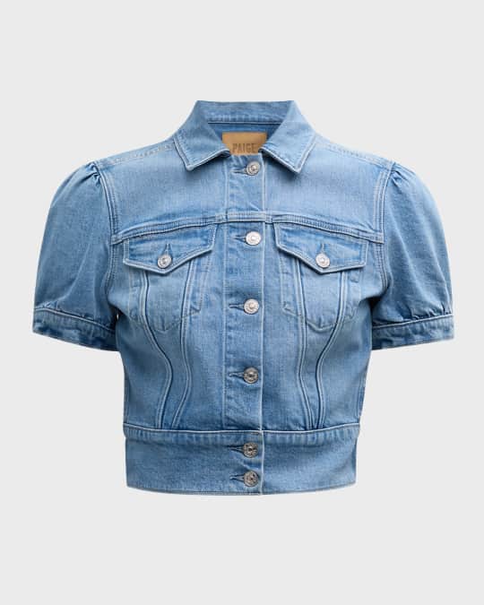 PAIGE Kendra Short-Sleeve Denim Jacket | Neiman Marcus