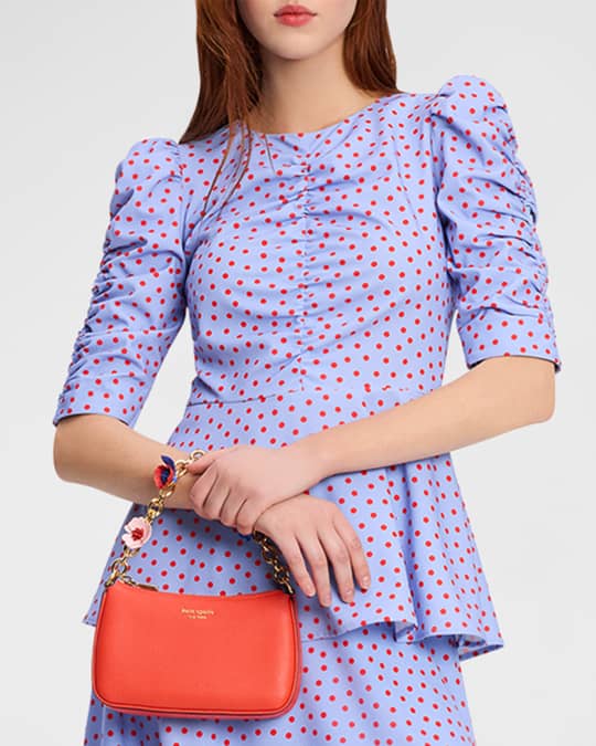 spring time ruched polka dot peplum top