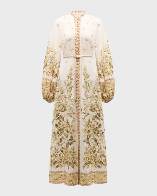 Golden Buttoned Midi Dress