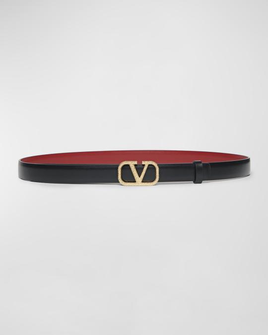 Valentino Vlogo 20Mm Reversible Leather Belt, Black Valentino Vlogo 20Mm Reversible Leather Belt – Bluefly main image 4