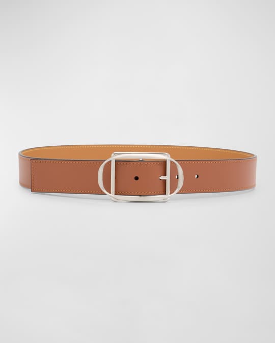 Curved Buckle Leather Belt