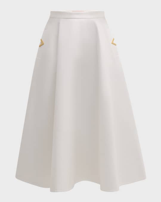 Valentino Garavani V-Logo Pockets Splittable Gabardine Midi