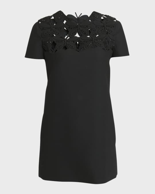 Valentino Garavani Wool Mini Dress with Butterfly Cutout