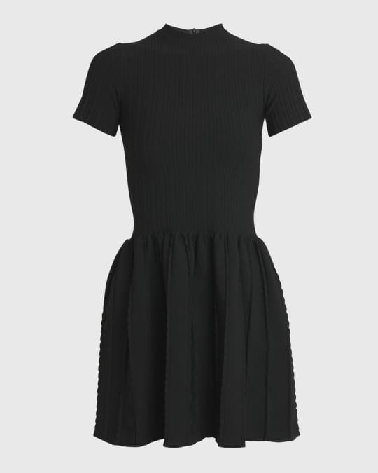 Ribbed Knit Flare Mini Dress