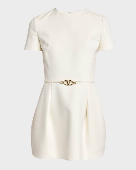 Valentino Garavani Flared Mini Dress with Logo Belt | Neiman