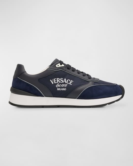 Versace Men s Logo Embroidered Sneakers Neiman Marcus