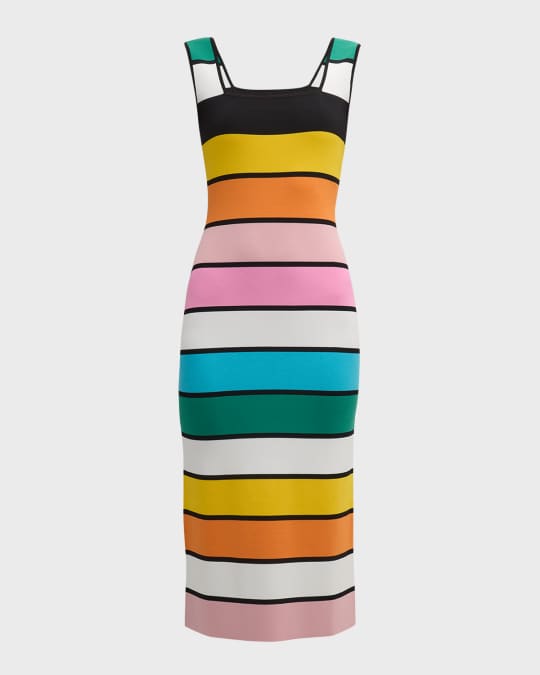Elie Tahari The Georgia Striped Midi Sweater Dress | Neiman Marcus