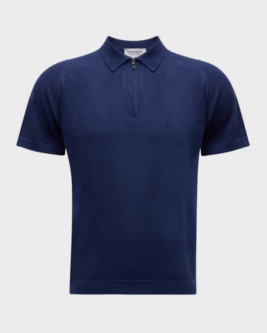 新品 JOHN SMEDLEY COTTON PIQUE POLO SHIRT John Smedley Men's Sandbanks Pique Quarter-Zip Polo Shirt