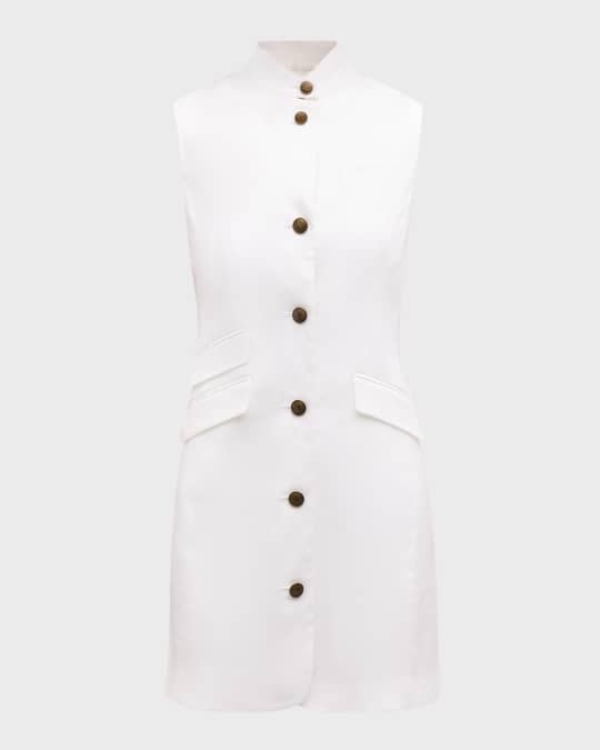 knee length dresses for ladies Ginger Linen Blend Vest White main image 1