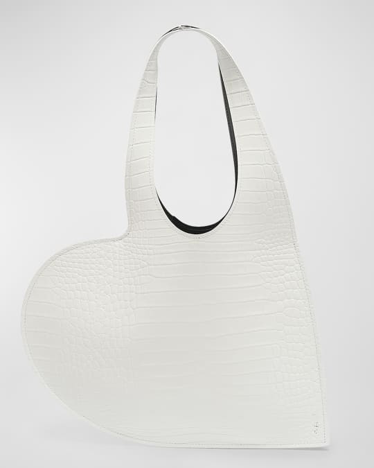 【関税&送料込】Coperni White Leather Heart Tote Bag Coperni Mini Heart Croc-Embossed Tote Bag | Neiman Marcus