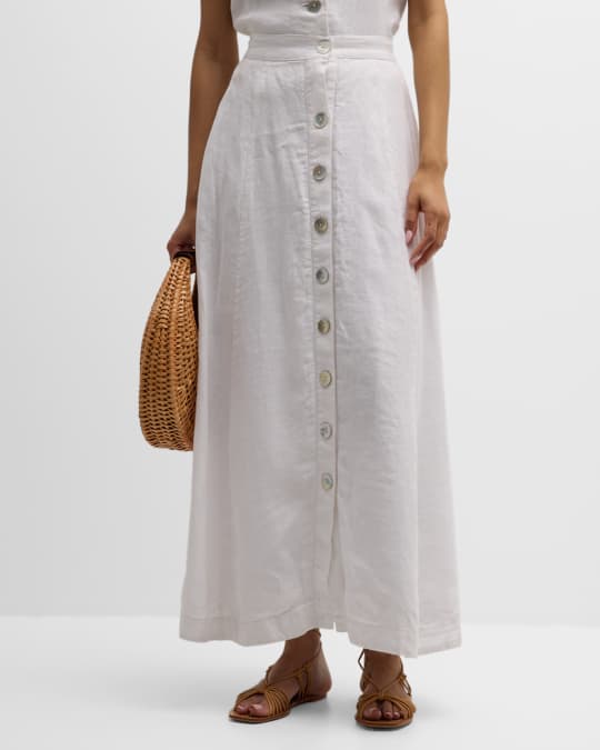 Finley Nicole Button-Down Linen Maxi Skirt Neiman Marcus