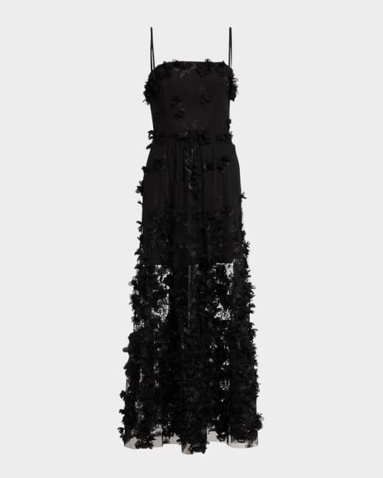 Audrey Embroidered Floral Applique Midi Dress