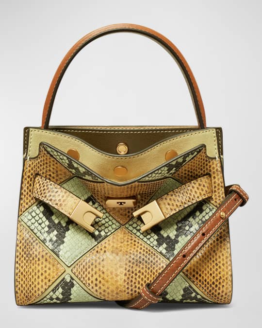 Tory Burch Lee Radziwill Petite Snake-Embossed Double Bag