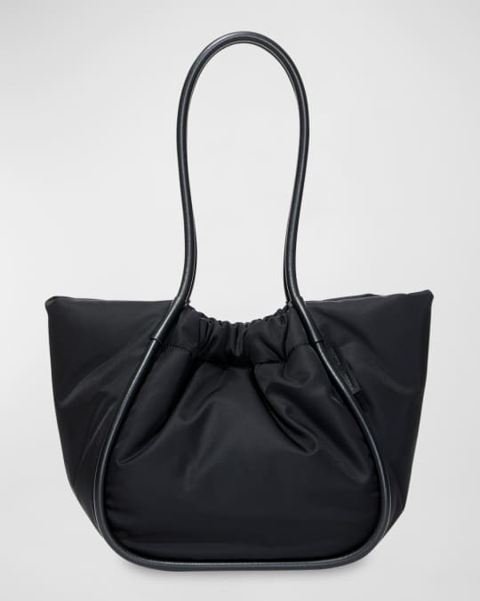 Large Ruched Puffy Nylon Tote Bag