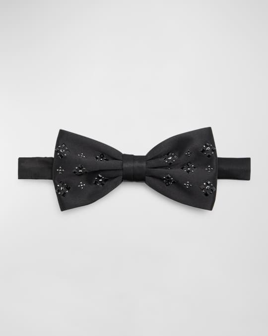 Men's Crystal-Embellished Silk Bow Tie