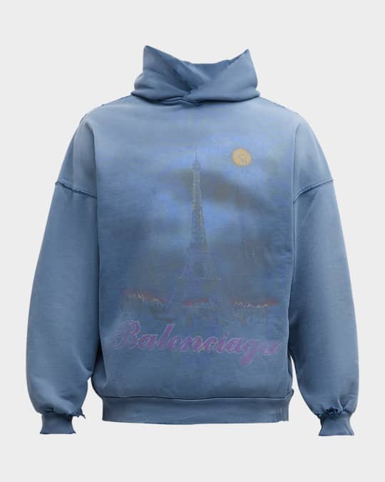 Balenciaga Men's Paris Moon Faded Hoodie | Neiman Marcus