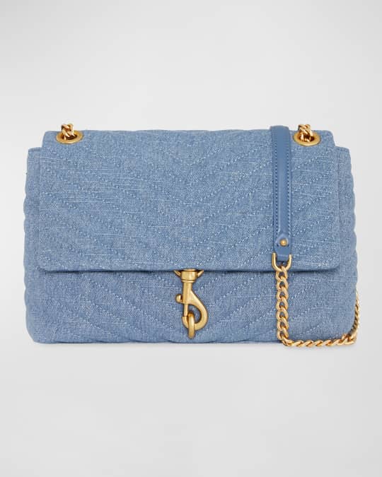 Edie Flap Quilted Denim Shoulder Bag