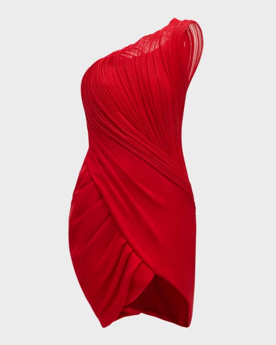 Gaurav Gupta One-Shoulder Structured Drape Mini Dress | Neiman Marcus