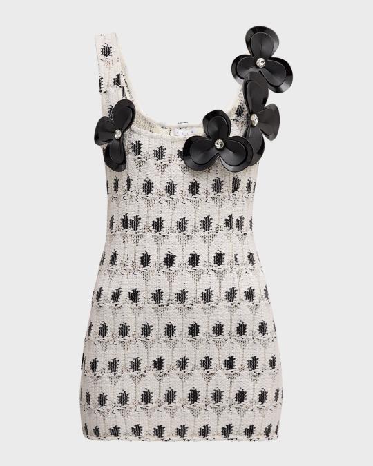 area crochet eye tank dress Crochet-Knit Crystal Flower-Applique Mini Dora-Maar Size:16.5-32/33 Girls Black Bridesmaid Dress Tank top Make a statement in