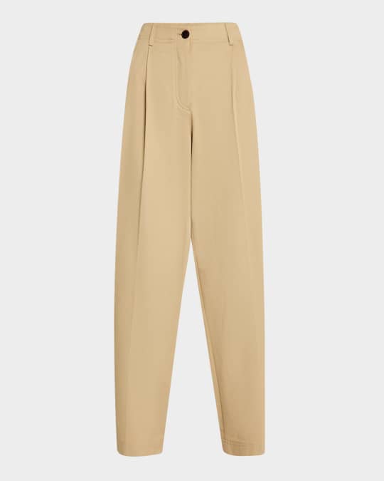 Toteme Mid-Rise Pleated Relaxed Wide-Leg Twill Trousers