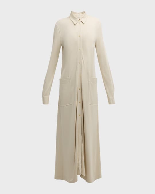 Toteme Long-Sleeve Flowing Jersey Maxi Shirtdress | Neiman