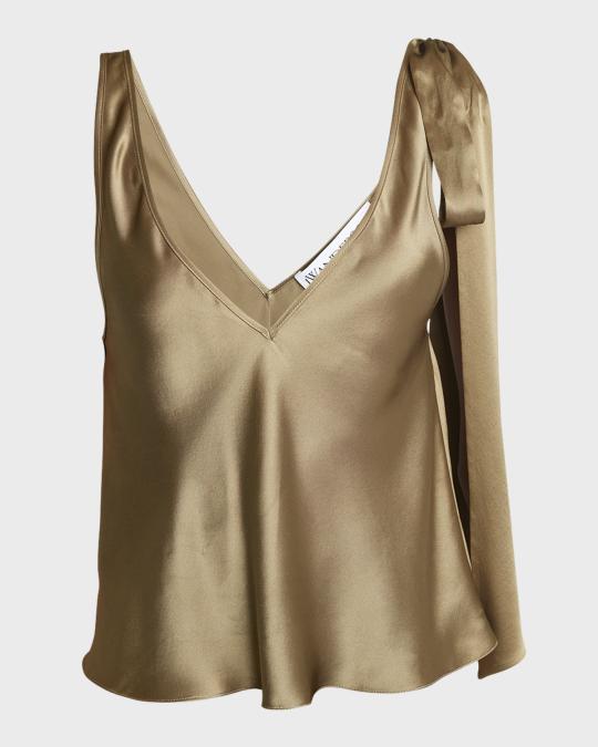 JW Anderson V-Neck Shoulder-Tie Sleeveless Silk Top | Neiman Marcus