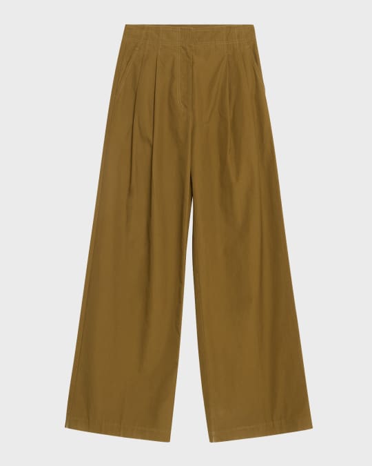 Lani Wide-Leg Cotton Twill Pants
