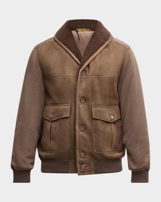 Stefano Ricci Men's Shearling-Lined Shawl Collar Bomber Jacket