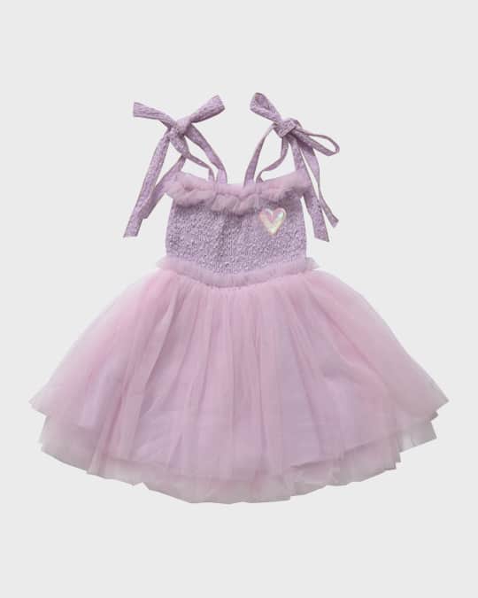 Petite Hailey Girl's Smocked Tie-Shoulder Tulle Dress, Size 12M-10 | Neiman  Marcus