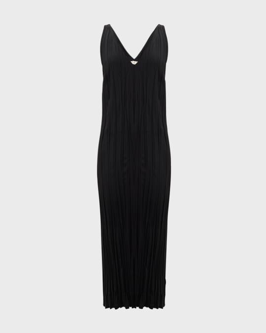 BITE Studios Maisie V-Neck Sleeveless Plisse Midi Dress | Neiman Marcus