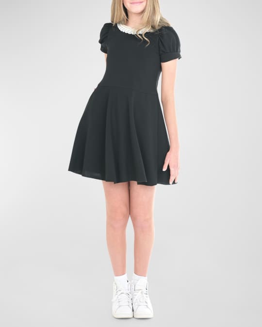 Girl's Hudson Dress W/ Pleated Collar, Size 7-16