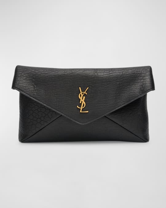 Large YSL Envelope Pouch Clutch Bag in Leather