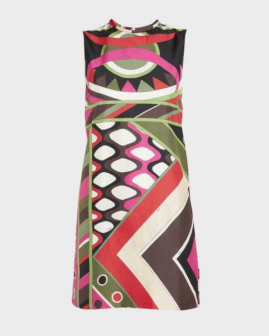 Pucci Abstract-Print Silk Sleeveless Mini Shift Dress | Neiman Marcus