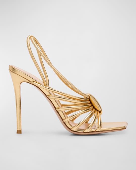 Gianvito Rossi Metallic Strappy Caged Slingback Sandals Neiman
