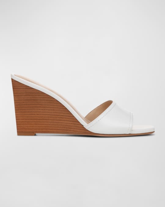 Veronica Beard Ellen Leather Wedge Slide Sandals Neiman Marcus