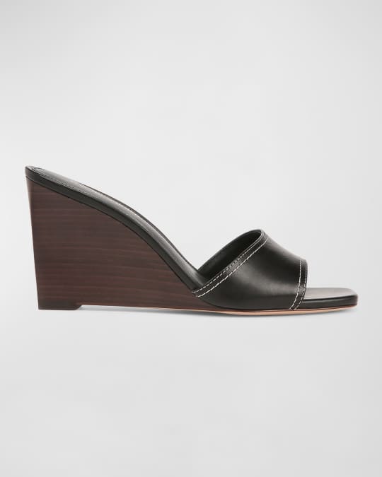 Ellen Leather Wedge Slide Sandals