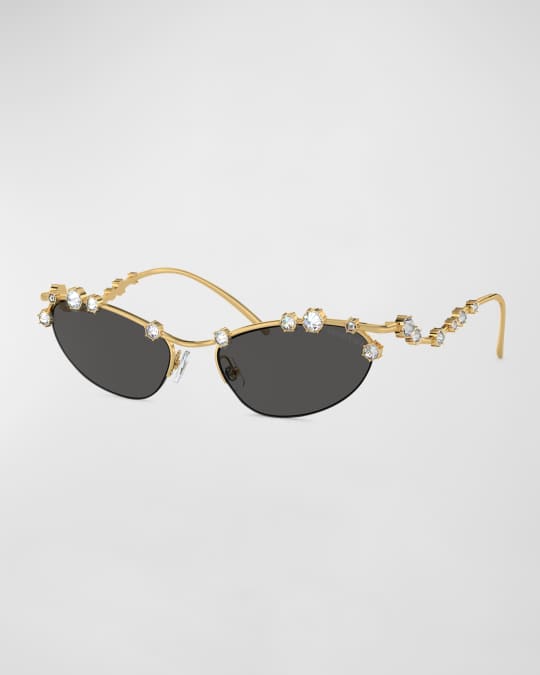 Constella Crystal Embellished Metal Cat-Eye Sunglasses 