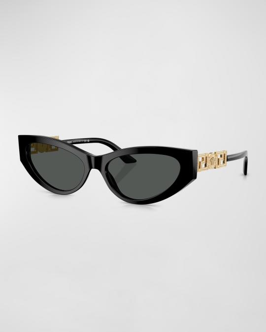 Versace Greca Mixed-Media Cat-Eye Sunglasses | Neiman Marcus display picture 3