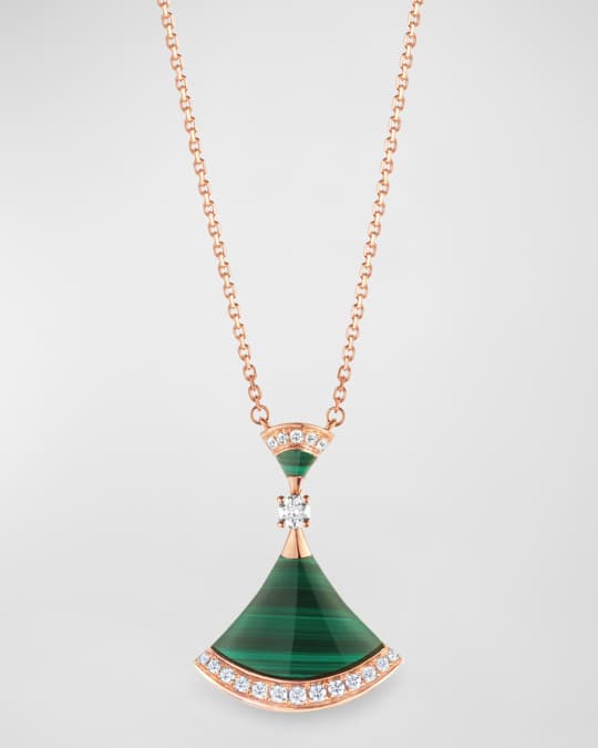 Divas' Dream 18K Rose Gold Necklace with Malachite Diamond Pendant