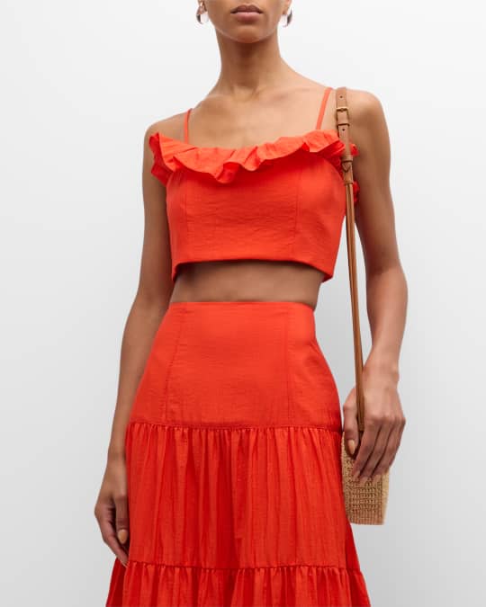 Cinq a Sept Pyper Ruffled Crop Top Neiman Marcus