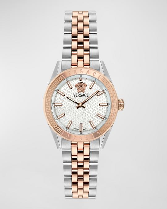 Versace 36mm V-Code Watch with Bracelet Strap, Two Tone | Neiman Marcus