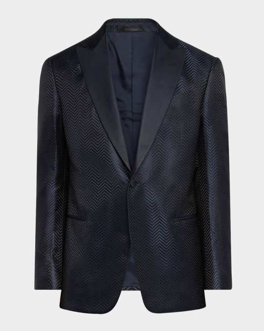 Giorgio Armani Men's Chevron Peak-Lapel Dinner Jacket | Neiman Marcus
