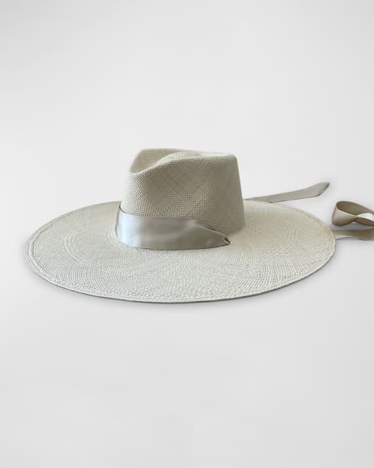 Helios Straw Fedora With Silk Scarf 