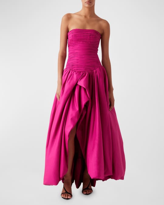Violette Strapless Bubble-Hem Maxi Dress