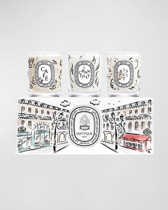 DIPTYQUE Cafe, Chantilly, and Biscuit Limited Edition Candle Set