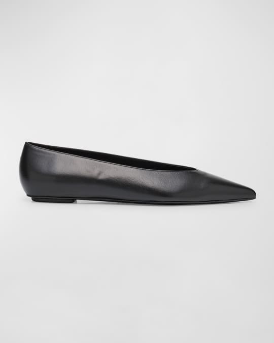 Stuart Weitzman Lina Leather Point-Toe Ballerina Flats