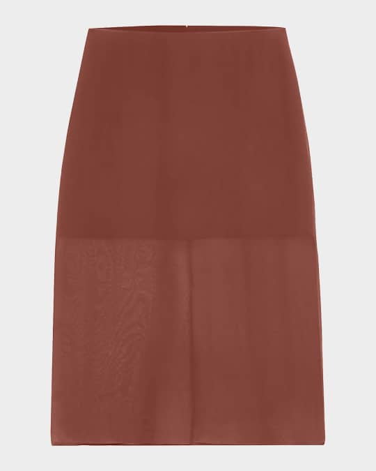 Sheer Chiffon Midi Pencil Skirt