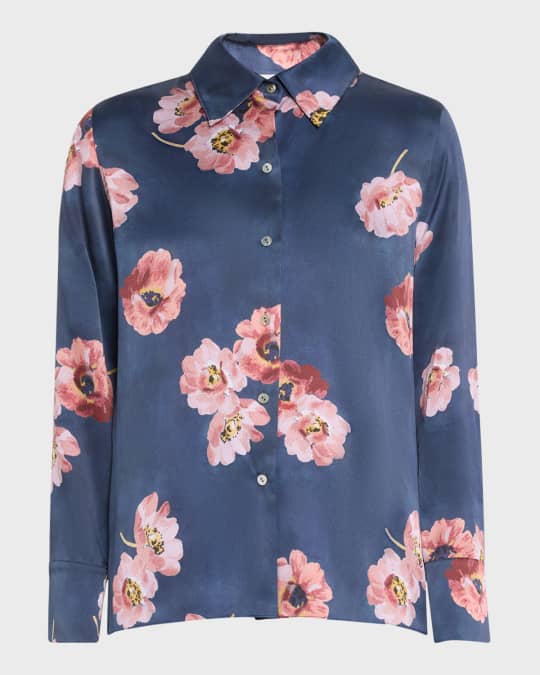Lace Blouse Blue Poppy Print main image 1