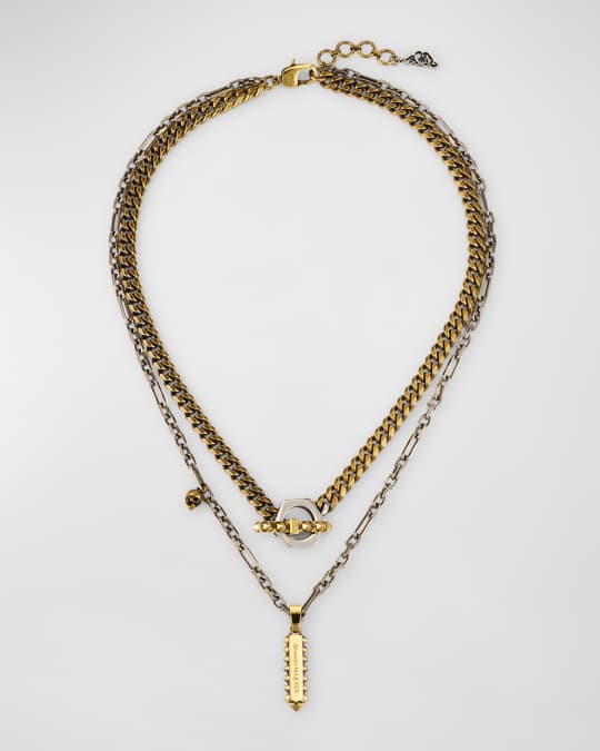 McQueen Punk Two-Tone Chain Necklace | Neiman Marcus
