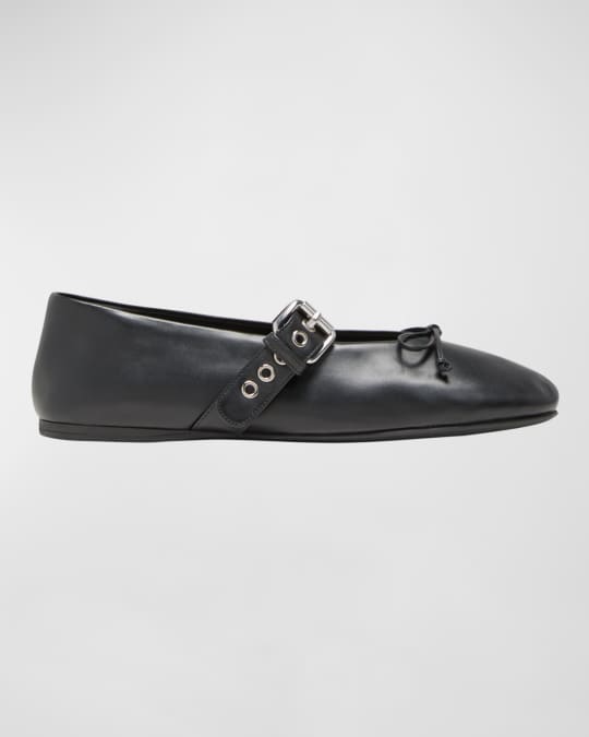 Leather Mary Jane Ballerina Flats